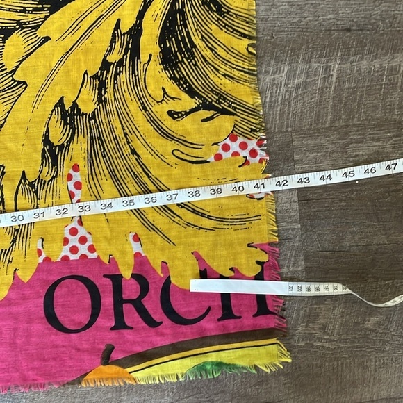 Echo Vintage Farm Orchard Produce Pear Bushel Pink Raw Edge Square Scarf - Picture 12 of 13